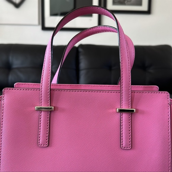 EUC Kate Spade Pink leather handbag satchel purse crossbody - Picture 6 of 16